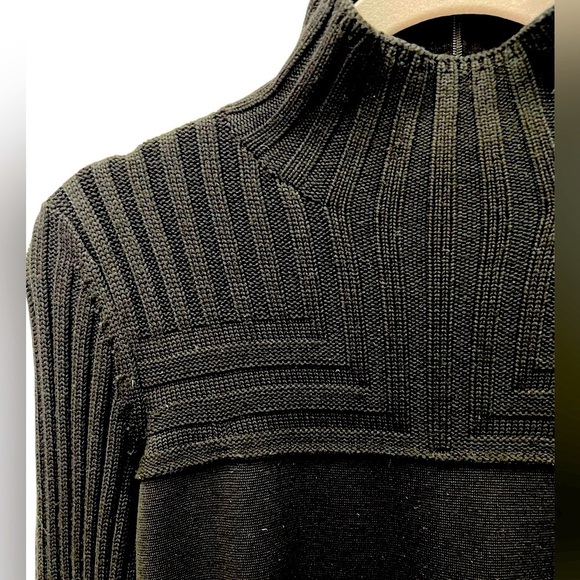 Akris Punto Wool Rib Knit Mock Neck Midi Dress Black Size 8 - Picture 6 of 12